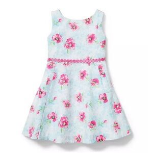 Janie And Jack Spring Floral Pique Dress In Sky Blue Floral Size 6 Girls
